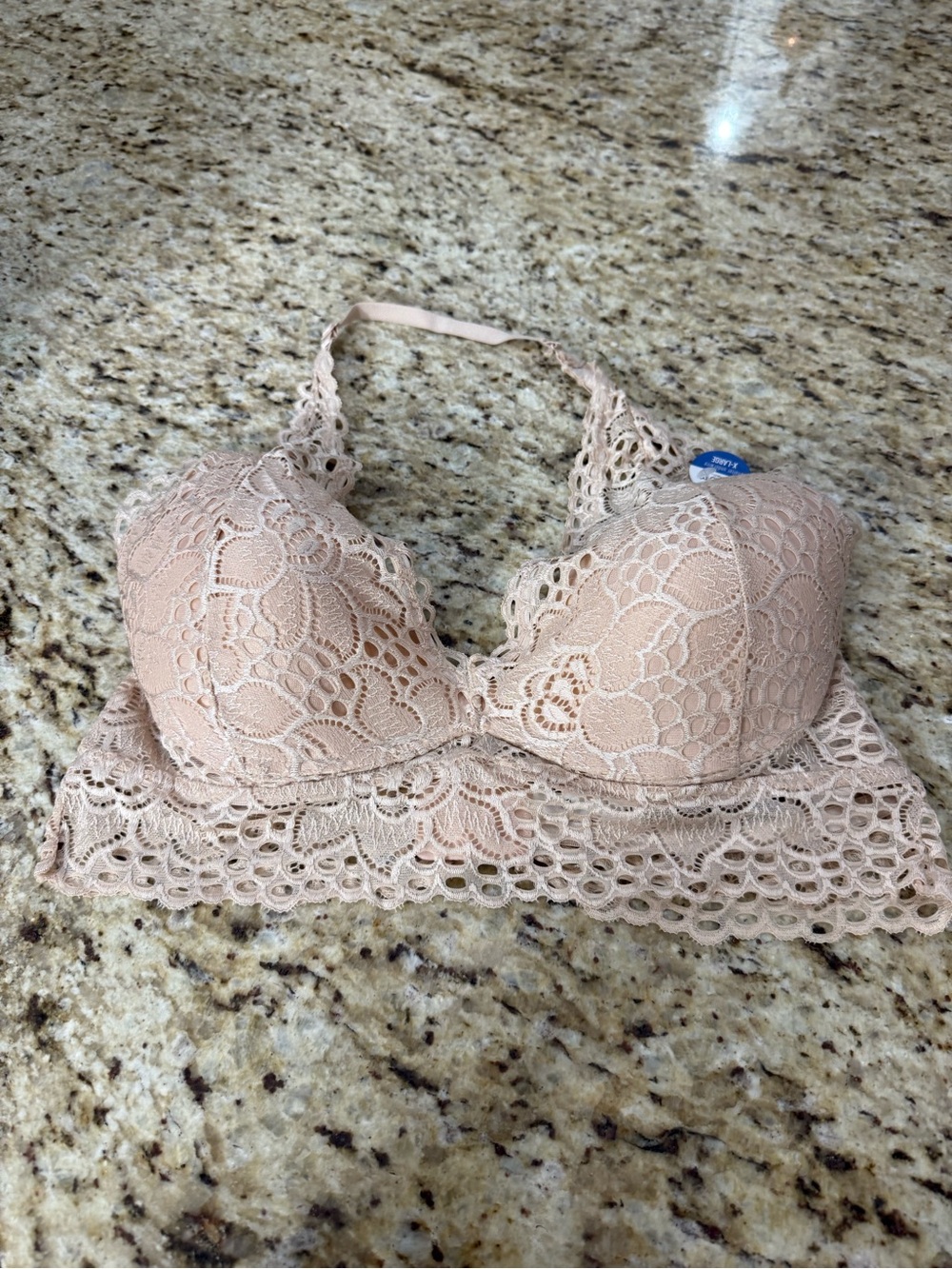 NWT True Halter Plunge Bralette Floral Lace Overlay XL 36D 38C